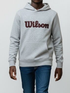 Wilson Gray Pullover Hoodie with Maroon Script Logo size M